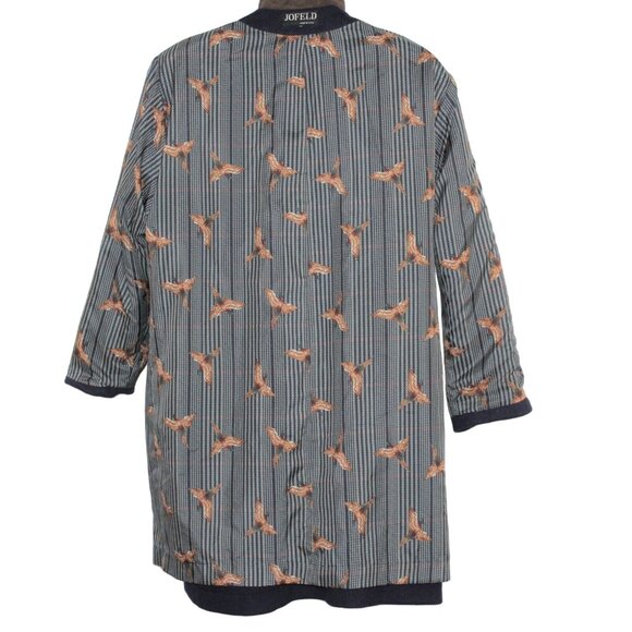 Vintage 80s JOFELD Medium Leather Trim Collar Navy Blue Wool Blend Coat USA - Picture 8 of 12